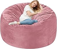 Vista 29 de Homguava Silla de Puf de 2 Pies: Pufs de 2' con Espuma de Memoria Rellenos, Cómodas Sillas de Puf Redondas con Funda de Terciopelo Holandés - Rosa