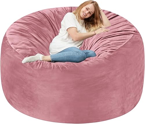 Miniatura 31 de Homguava Sillón tipo puf de 4 pies: Pufs de 4' con espuma viscoelástica rellena, grandes sillones tipo puf, sofá suave con funda de terciopelo Negro
