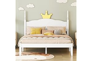 CITYLIGHT Full Size Platform Bed with Crown Shaped Headboard