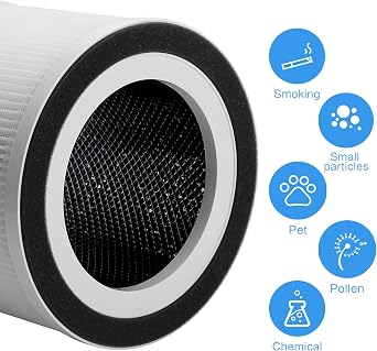 2-Pack True HEPA Replacement Filter, Compatible with HIMOX, Afloia, Compass Home Small Room Purifiers, 3-in-1 HEPA Filters