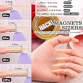 Light Purple Adjustable Nail Clippers with Magnet Sizers for Acrylic Nails, Professional Stainless Steel Fake False Nail Tip Clipper Cutter Trimmer, Manicure Tool for Salon Home Nail Art