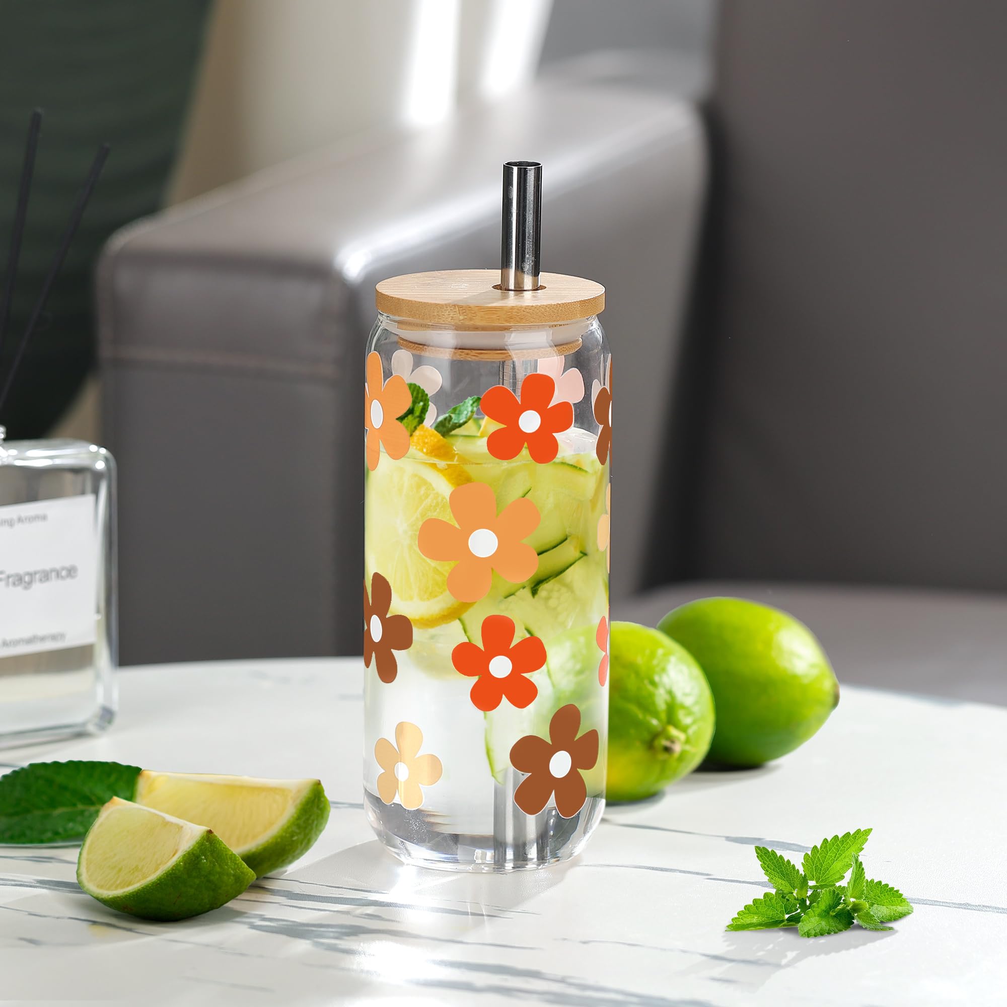 4 bicchieri in vetro da 500 ml con cannuccia, bicchieri da longdrink, bicchiere con coperchio e cannuccia, bicchieri da caffè freddo, bicchieri da cocktail con cannuccia, per birra, frullati, frappè