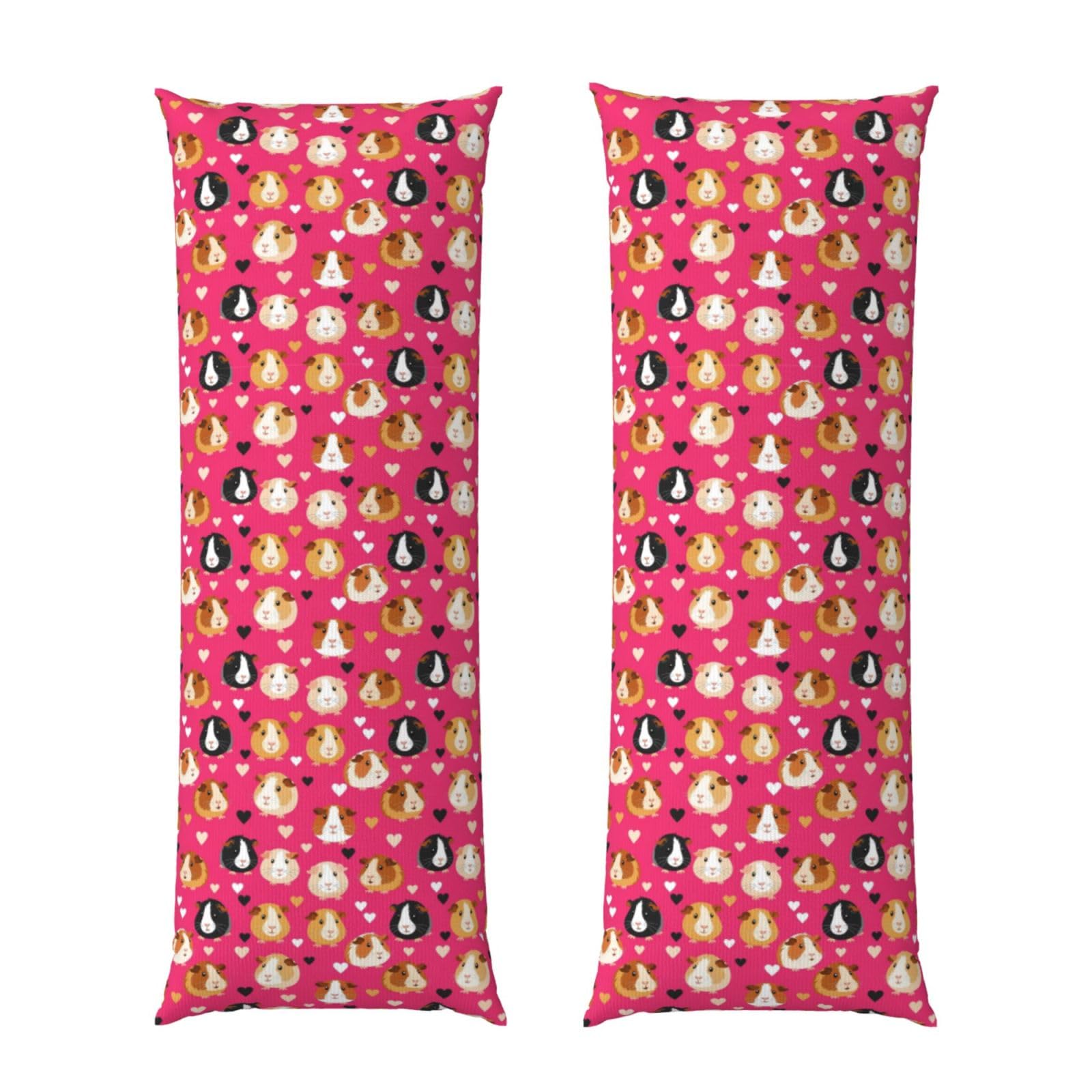 Long Pillowcase 20x60 Inch, Love Heart Guinea Pig Pet, Ultra Soft Body Pillow Cover with Hidden Zipper, Wrinkle Resistant Fabric for Bed Couch Home Decoration