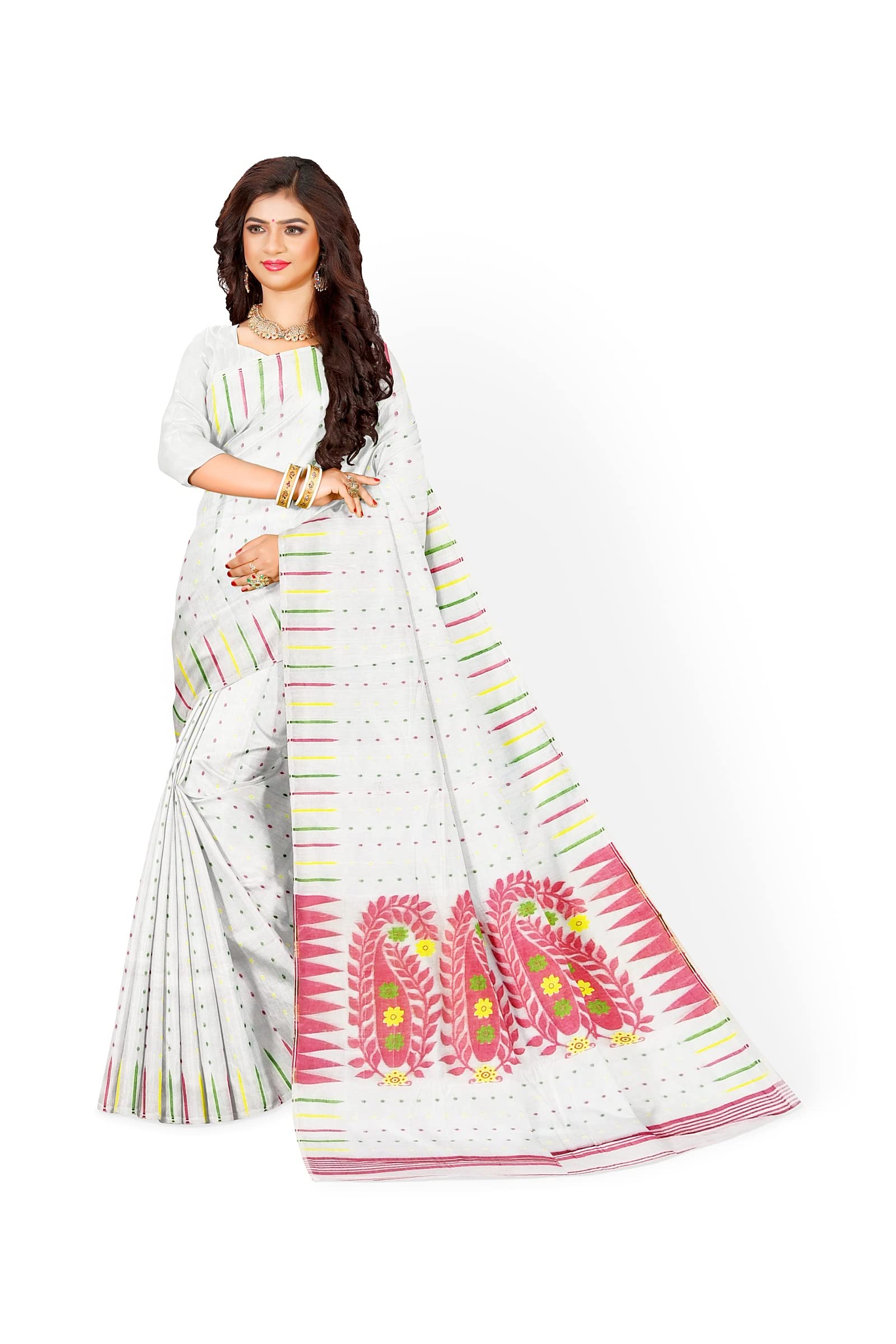 Red SareeSaree For Women's || Saraswati Puja Saree Collection || Zari Jamdani Saree || White || JM_073
