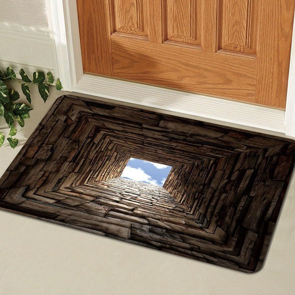 JUXDZISHW Front Door Mat Outside Entrance, Brick Bottomless Hole Area Rug for Living Room 3D Trap Optical Visual Illusion Rugs Playroom Floor Carpet Mat Non-Slip,Q,80 * 120