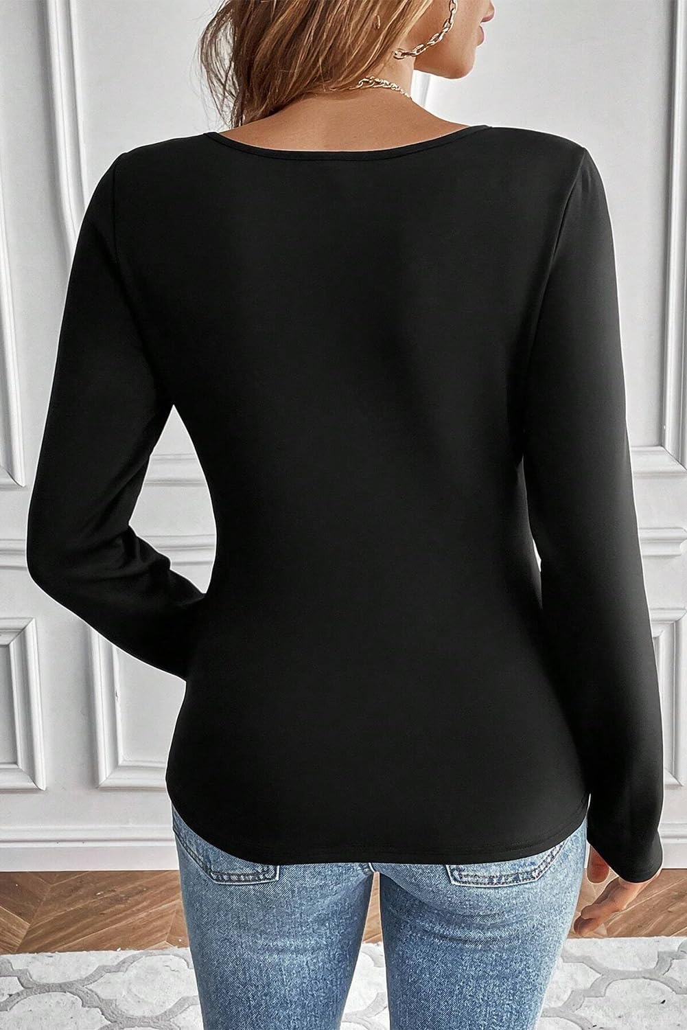 Women's Comfy Long Sleeve Thermal Underwear Lightweight Base Layer Fleece Shirt Premium Comfort Winter Tops (Black,X-Large)