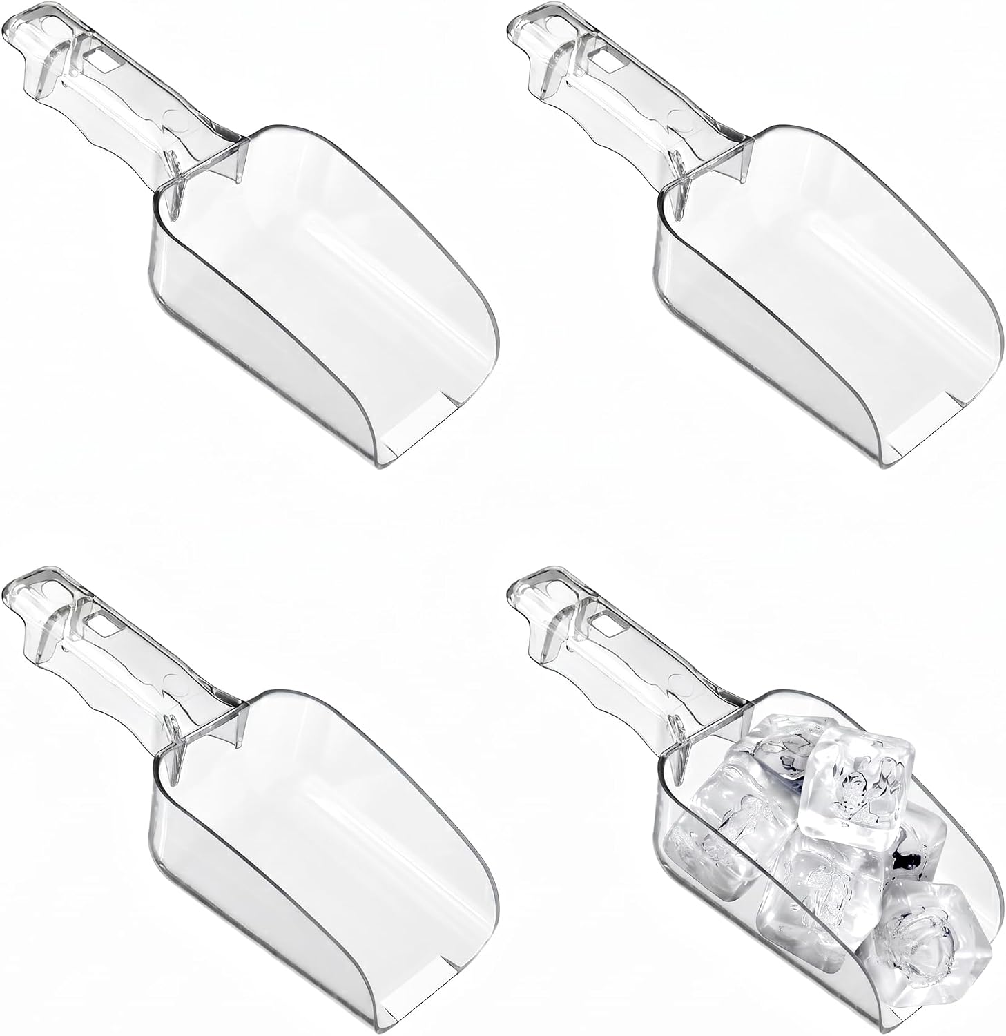 Amazing Abby - Elsa - 5-Ounce Plastic Ice Scoops (Set of 4), Plastic Utility Scoops, BPA-Free, Food-Grade, Shatter-Proof, Good for Kitchen and Restaurant, Perfect for Home and Commercial Use, Square