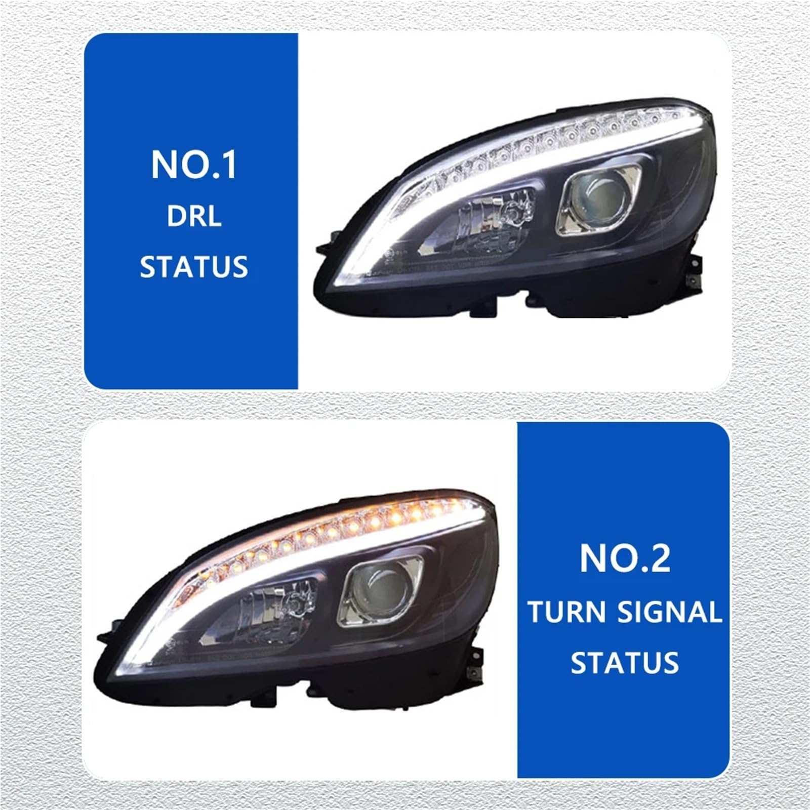 Pasuje do Merc//edes W204 07-11 EMARK Led DRL reflektor samochodowy montaż sygnału akcesoria samochodowe zmodyfikowana lampa reflektory LED(Low led high halogen)
