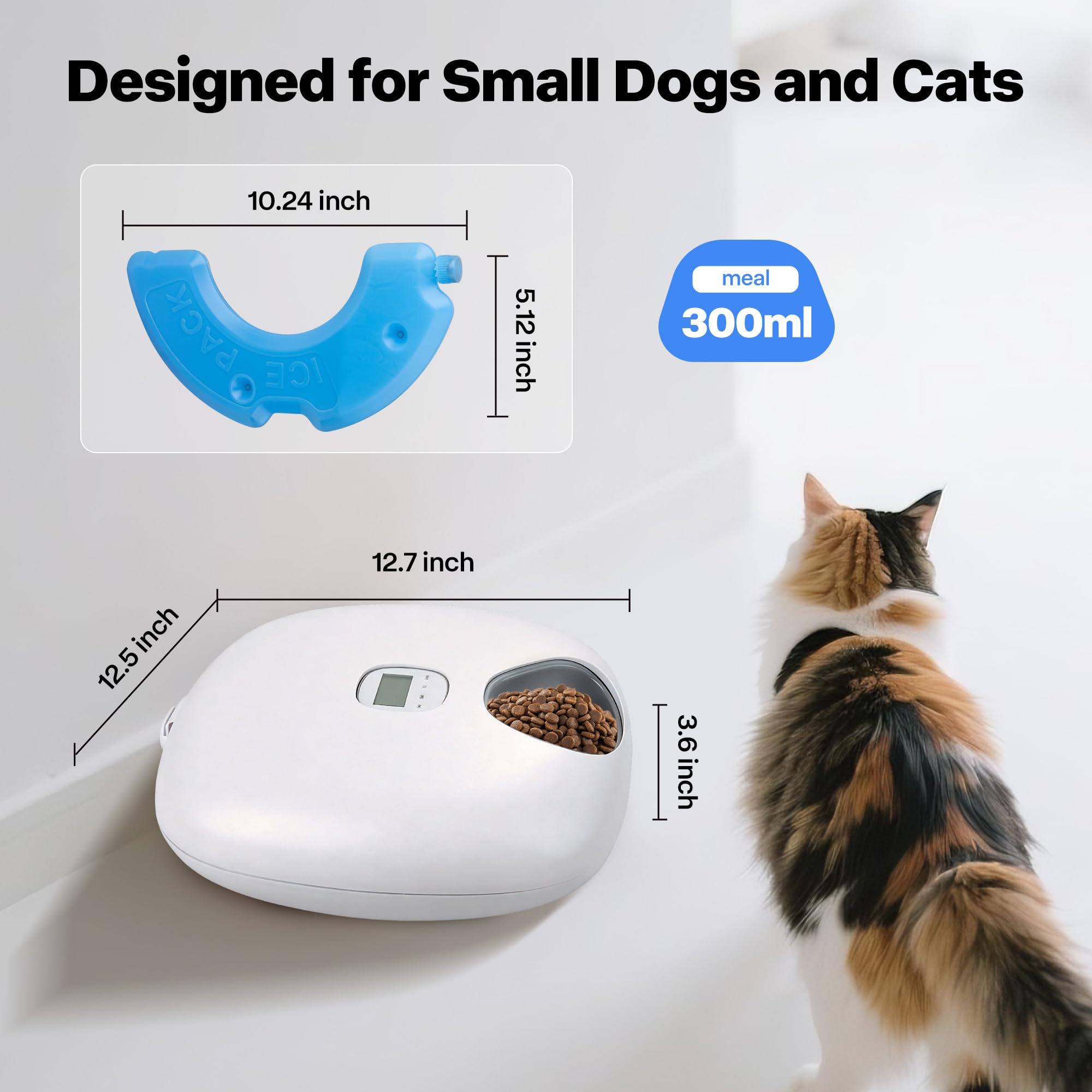 PetPrime 6-Meal Automatic Cat Feeder with Two Ice Packs,Cordless Rechargeable Cat Food Dispenser for Cats and Small Dogs Wet Food Auto Pet Feeder White - image 6