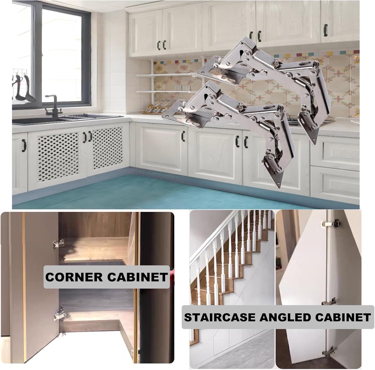 2pcs 170 Degree Soft Close Hinge,Hydraulic Frameless Cabinet Doors Hinges,Adjustable Mounting Hinges for Cabinet,Cupboards, Wardrobe, No Slot Required - Easy Installation