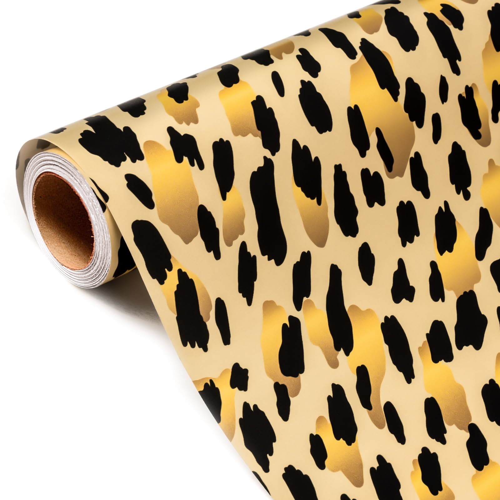 MAYPLUSS Leopard Gift Wrapping Paper, 17in x 16.5ft Brown Birthday Wrap