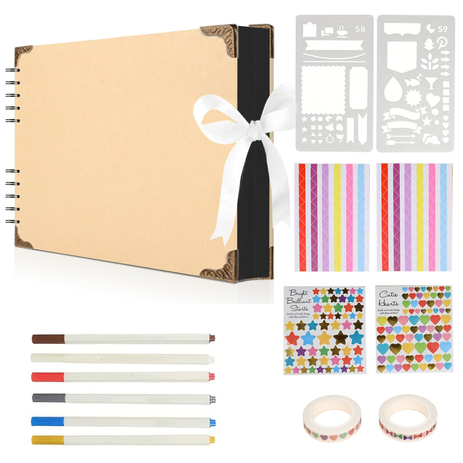 Album de scrapbooking 40 pages (27,9 x 20,3 cm) en papier kraft épais 200 g/m², livre de souvenirs photo, album de scrapbooking pour mariage, anniversaire, famille, marron