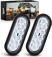 GOOACC 6-Inch Oval LED Reverse Backup Tail Lights 2-Pack, 10 Super Bright SMD LEDs, IP67 Waterproof w/Grommets for Trucks RVs Trailers