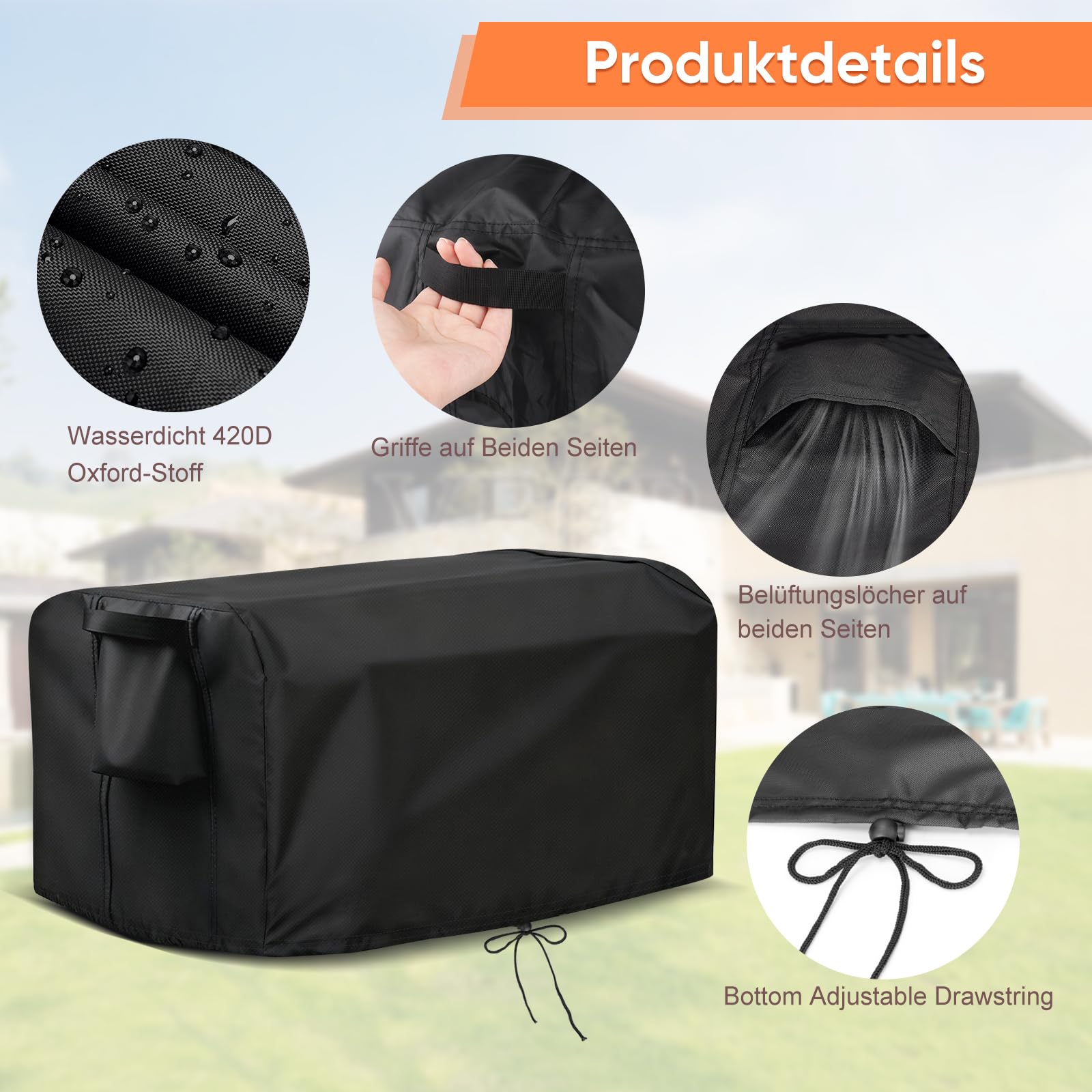 Funda impermeable para cortacésped robótico Worx WA0810, funda protectora resistente con correa de hebilla y asas, 75 x 59 x 39 cm, uso en exteriores