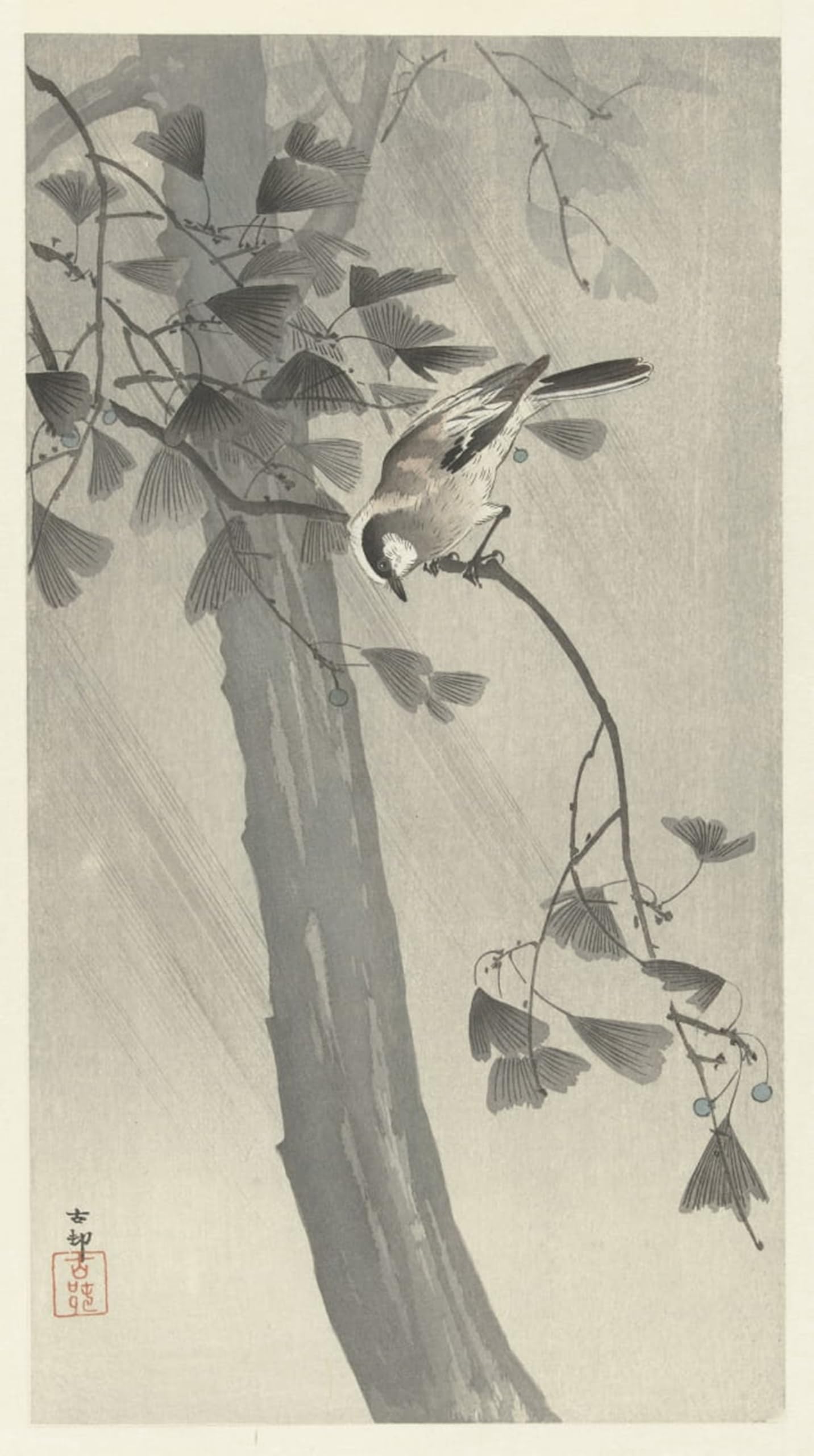 SERENDIPITP Vintage Picture Print on Canvas Wall Art Poster Ringed with Young by Ohara Koson Artwork Print Poster for Wall Decor 60x90cm