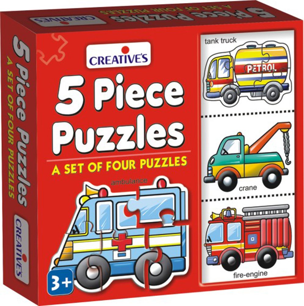 Creative's 5 Piece Puzzles | Educational Jigsaw | Fun With Learning Toy Game | Special Vehicle 5 Piece Puzzles | Knowledge Of Special Vehicle (Tank Truck, Crane, Fire Engine, Ambulance) For Kids 3 &Up-picture-29