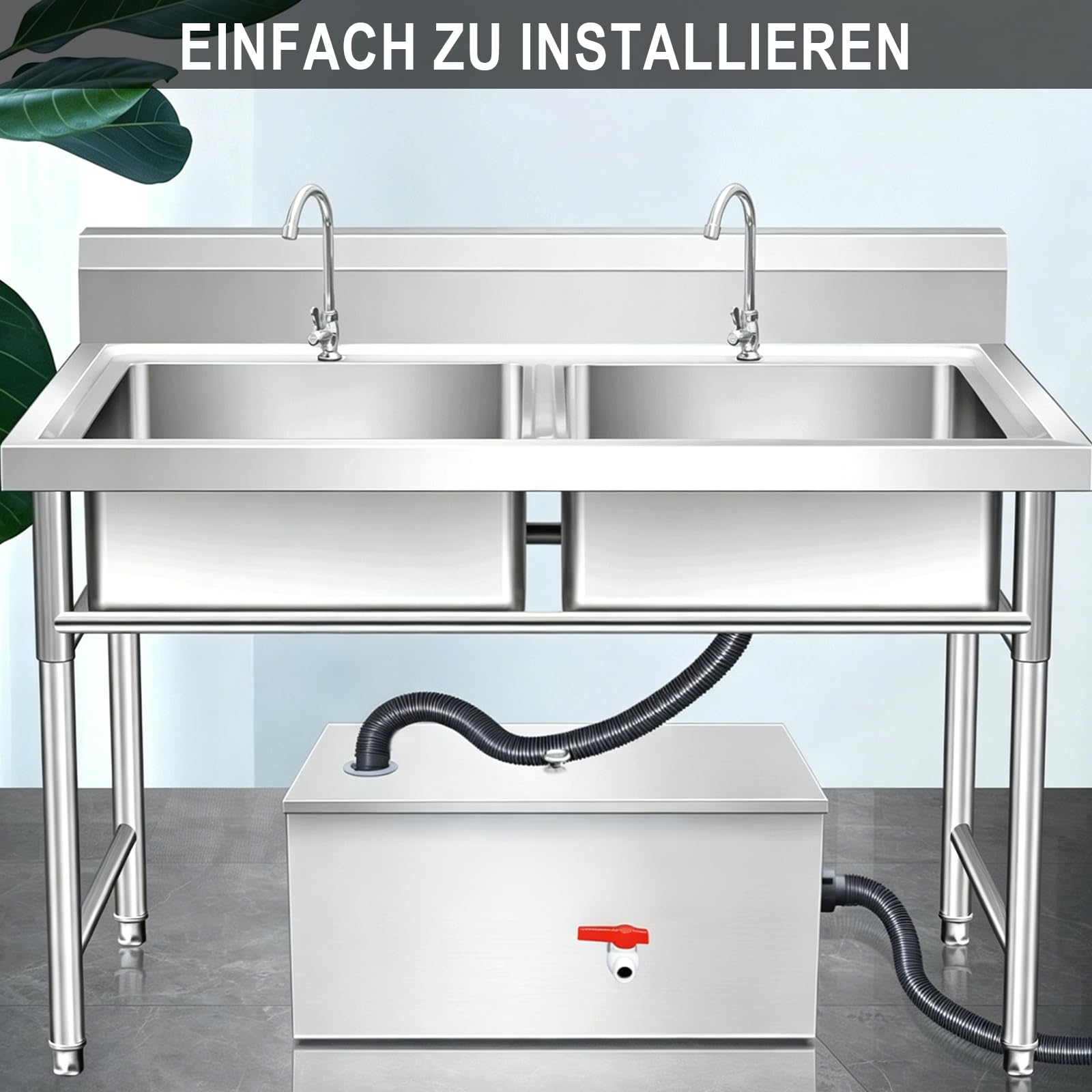 36L Fettabscheider, 40 x 30 x 30 cm Edelstahl Öl-Wasser-Abscheider, mit Einzelbohrung Verstärkter Vier-Stufen-Filter Fettabscheider Ölabscheider Fettabschöpfer für Küche Restaurant Spüle