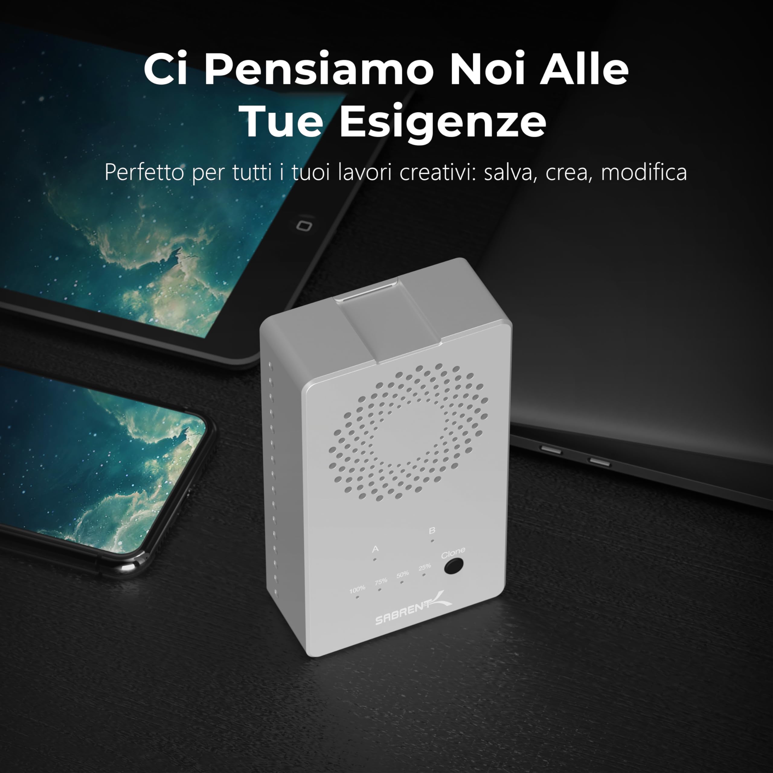 SABRENT Docking Station SSD M.2 NVMe PCIe a USB C e USB 3.0, 2 slot per SSD, con alimentatore, per SSD SATA con misure 2230/2242/2260/2280, con funzione Duplicatore/Clonatore offline (EC-SSD2)