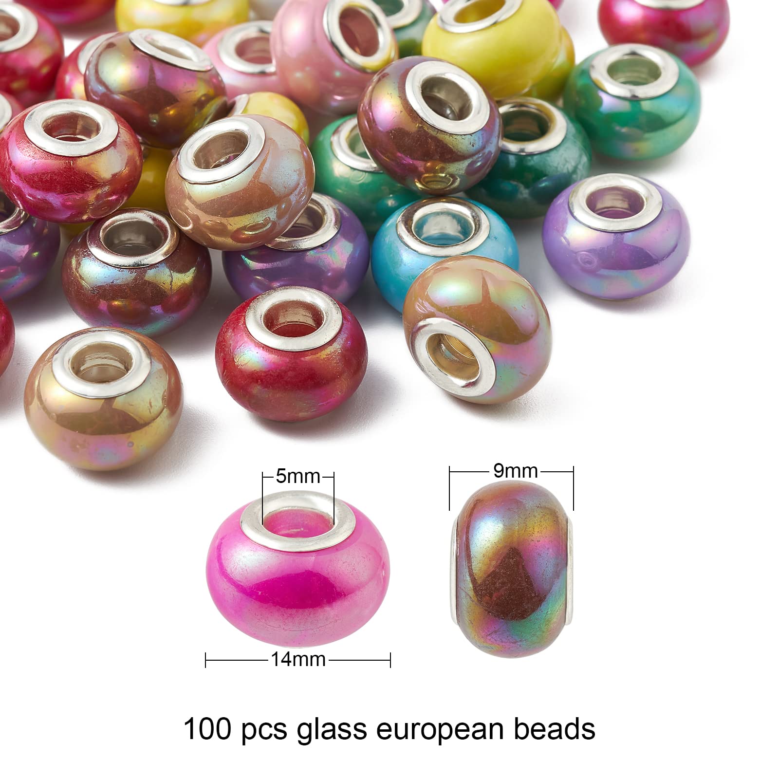 100 Perles En Résine Grand Trou - Mix De Couleurs Aléatoires - Pour Création De Bijoux DIY, Colliers, Bracelets
