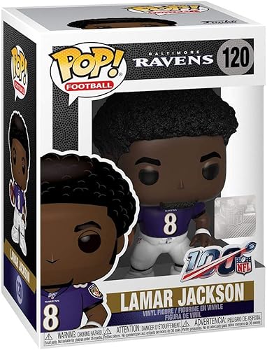 Miniatura 3 de POP Fútbol: Ravens - Lamar [Jackson] (Home Jersey) Funko Figura de vinilo (empaquetado con funda protectora de caja compatible), multicolor, 3.75