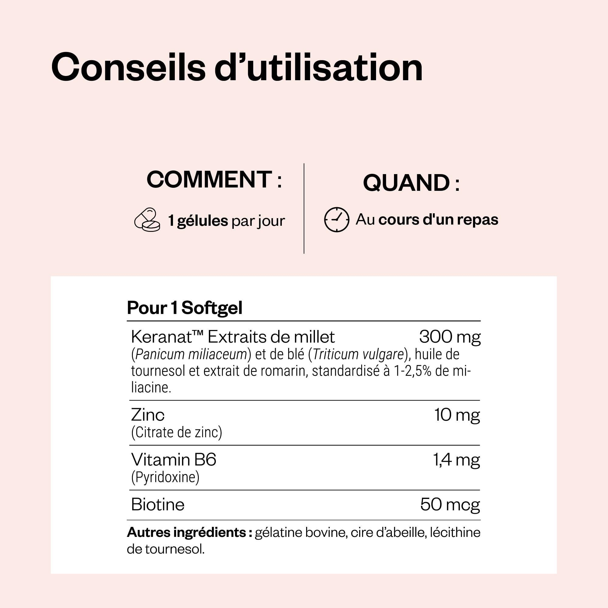 Keranat ™ - Santé des Cheveux et du Cuir Chevelu - Anti-Chute - Enrichi en Zinc et en Biotine (Vitamine B8) - Aide à Maintenir un Métabolisme normal - Ingrédients Naturels - SuperSmart