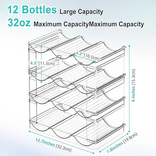 Miniatura 3 de TopDirect Organizador de botellas de agua, 4 paquetes grandes de almacenamiento de botellas, estante de almacenamiento apilable, vino, bebida, taza,