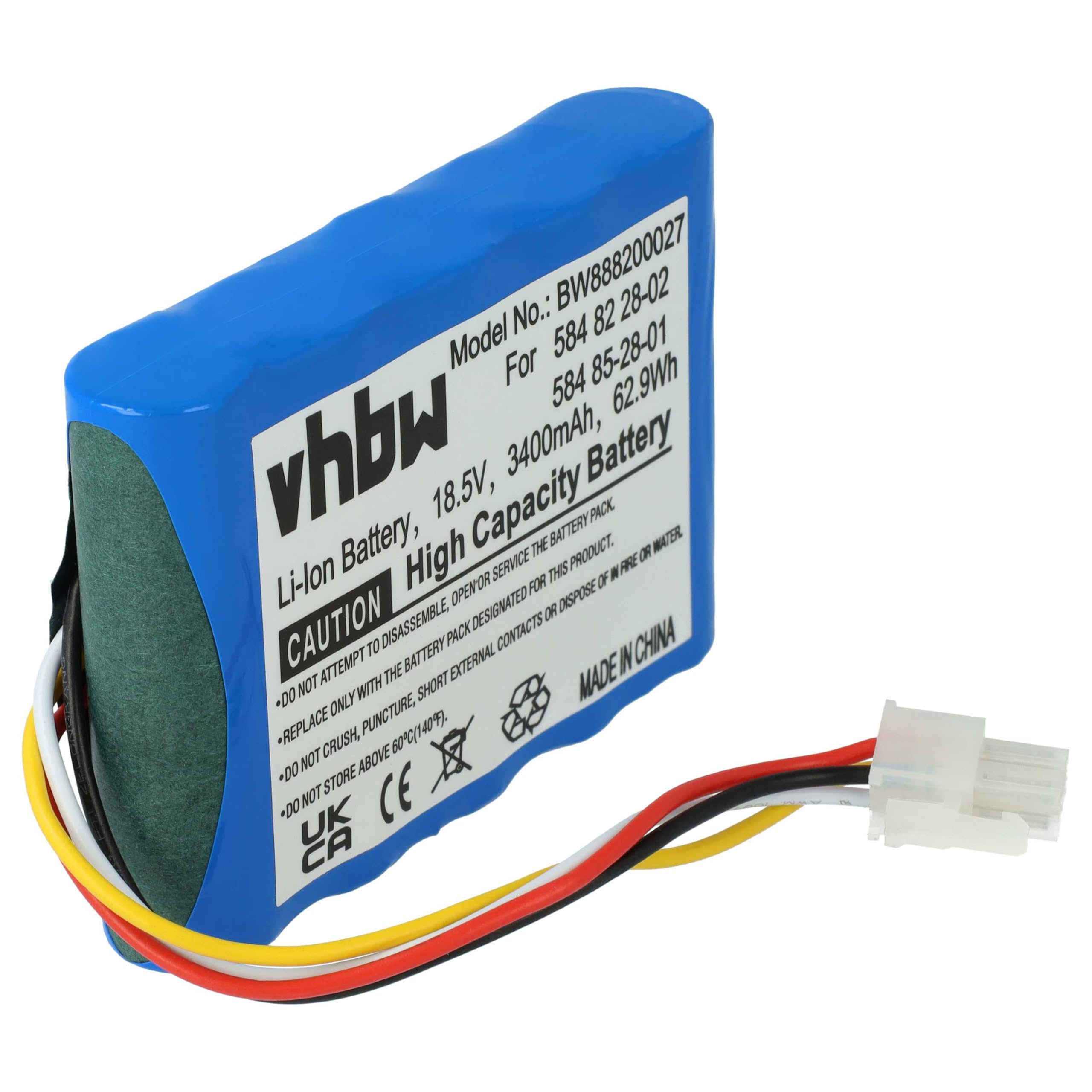 vhbw 1x Fuente alimentación, 1x bateria 3400 mAh, 1x Cable Baja tensión de 10 m Compatible con Gardena SILENO City, Minimo, Life, Plus cortacésped
