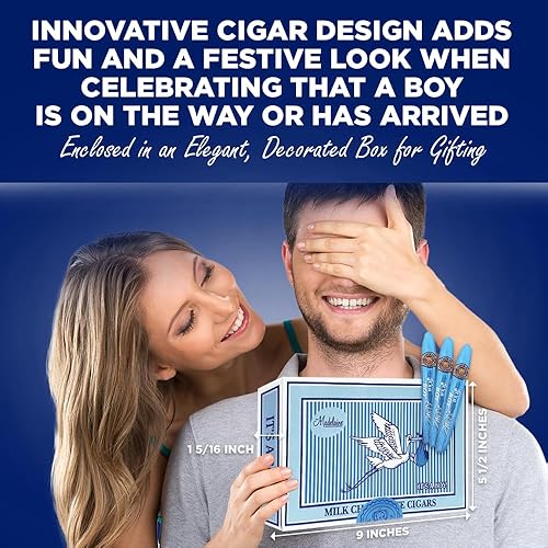 Miniatura 6 de Madelaine - Caja de regalo de cigarros de chocolate con leche de primera calidad con texto en inglés "It's a Boy" para baby shower, fabricado con