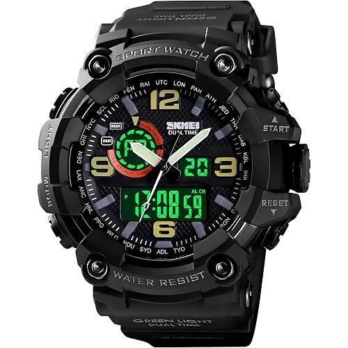 Gosasa Men's Large Face Outdoor Sports Watches Military S-Shock Watch Waterproof, Backlight, Alarm, Stopwatch Features - Rugged Wristwatch for Training, Hiking, and Adventure
