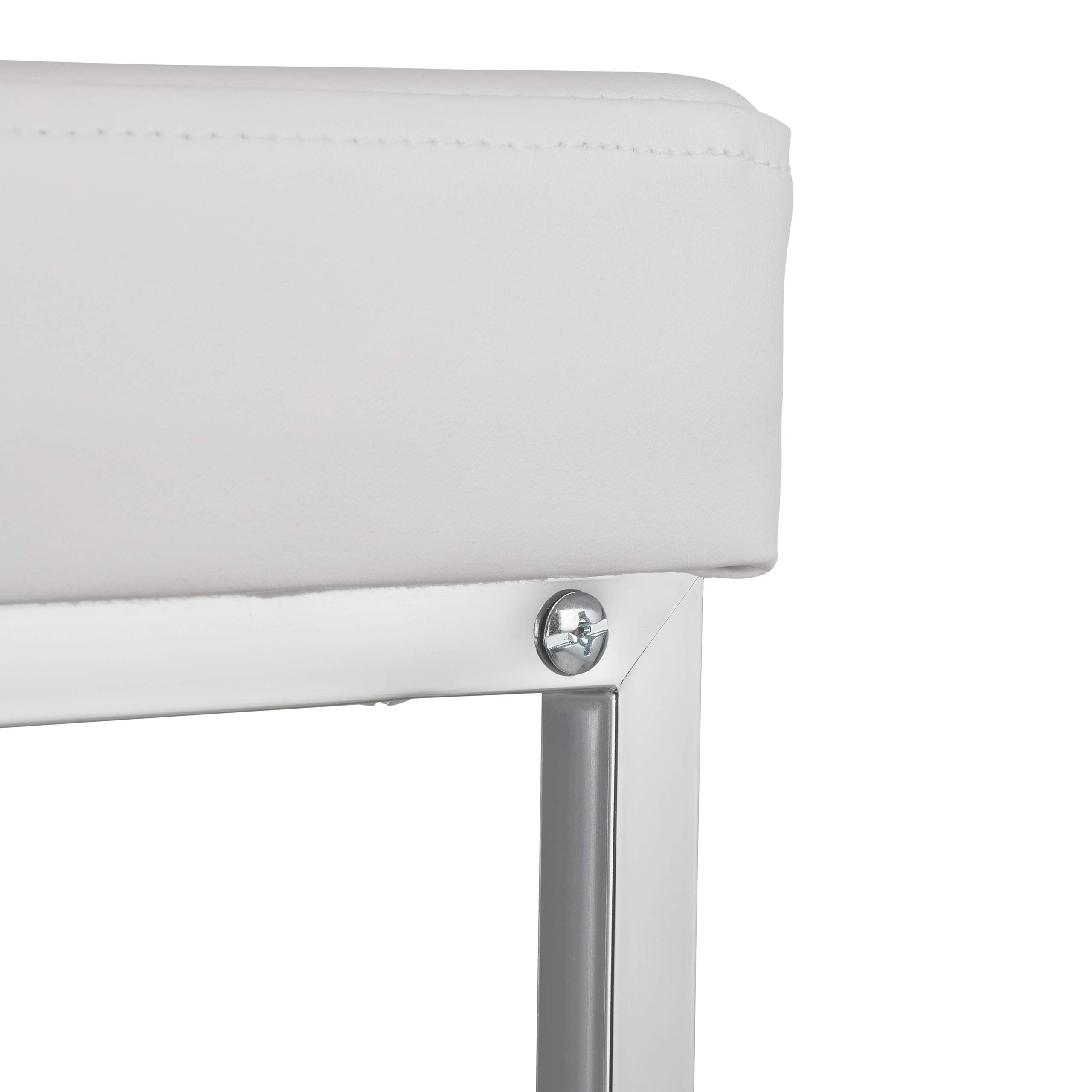 Relaxdays Sgabello, Seduta Quadrata Imbottita, con Ripiano, Pouf, Puffo, Poggiapiedi, Sedia Bar, HLP 47x33x33cm, bianco