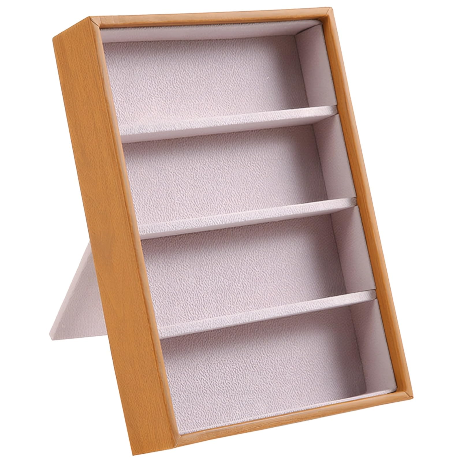 Présentoir à lunettes marron 4 emplacements en cuir grain de bois pour un rangement élégant