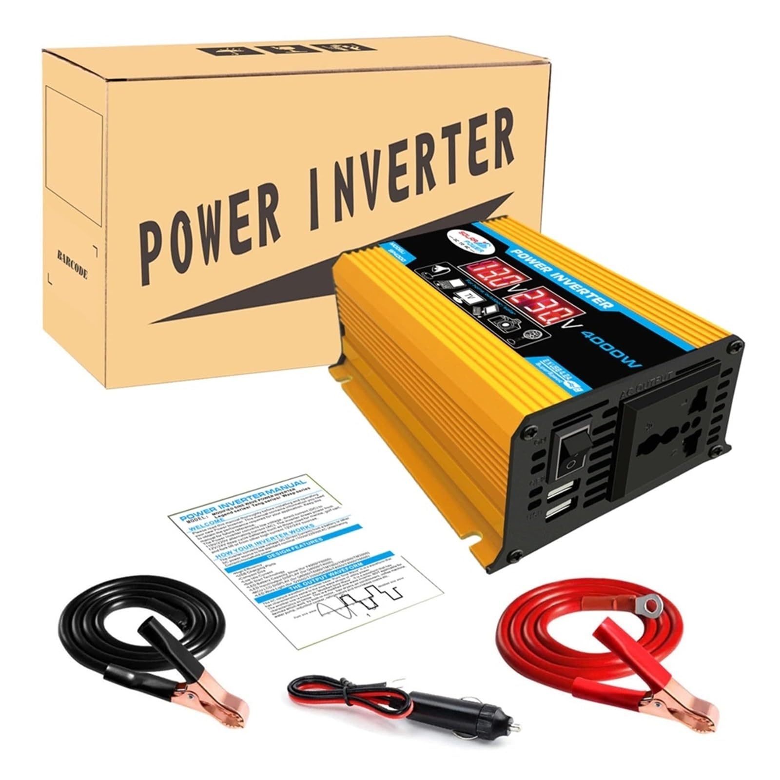 Onduleur de voiture 300W convertisseur 12V 220V avec écran