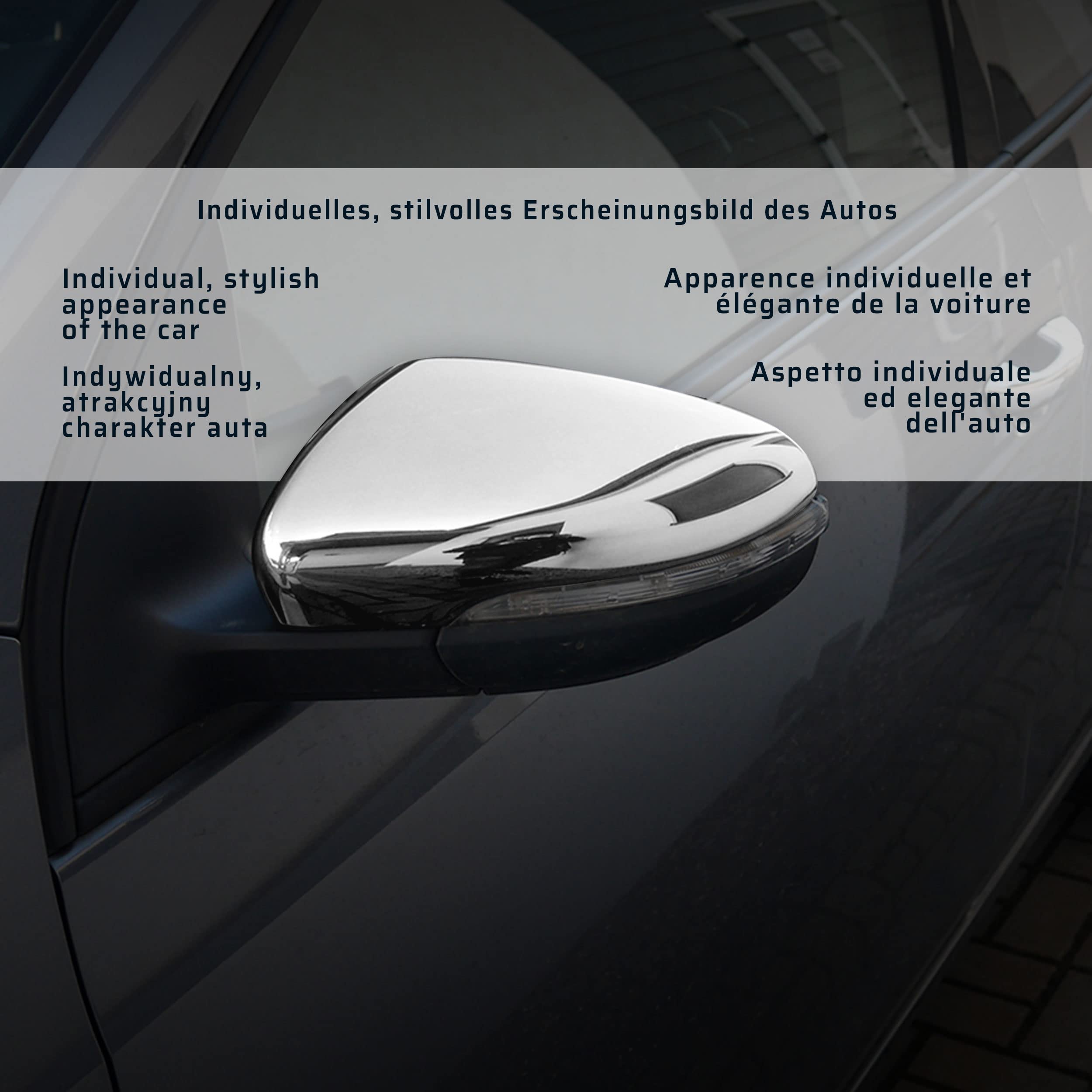 CHROMEMASTER | Nakładki na Lusterka Zewnętrzne | Kompatybilne z VW Golf Mk6 Hatchback, 3 Drzwi 2009-2013 | Stal nierdzewna; Osłony Lusterek to Niepowtarzalny Wygląd Auta i Ochrona Przed Uszkodzeniem