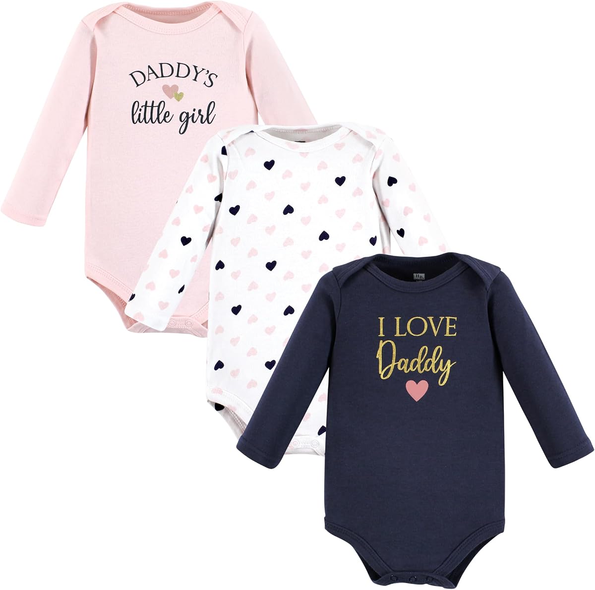 Hudson Baby Body de manga larga de algodón para bebé niña, paquete de 3