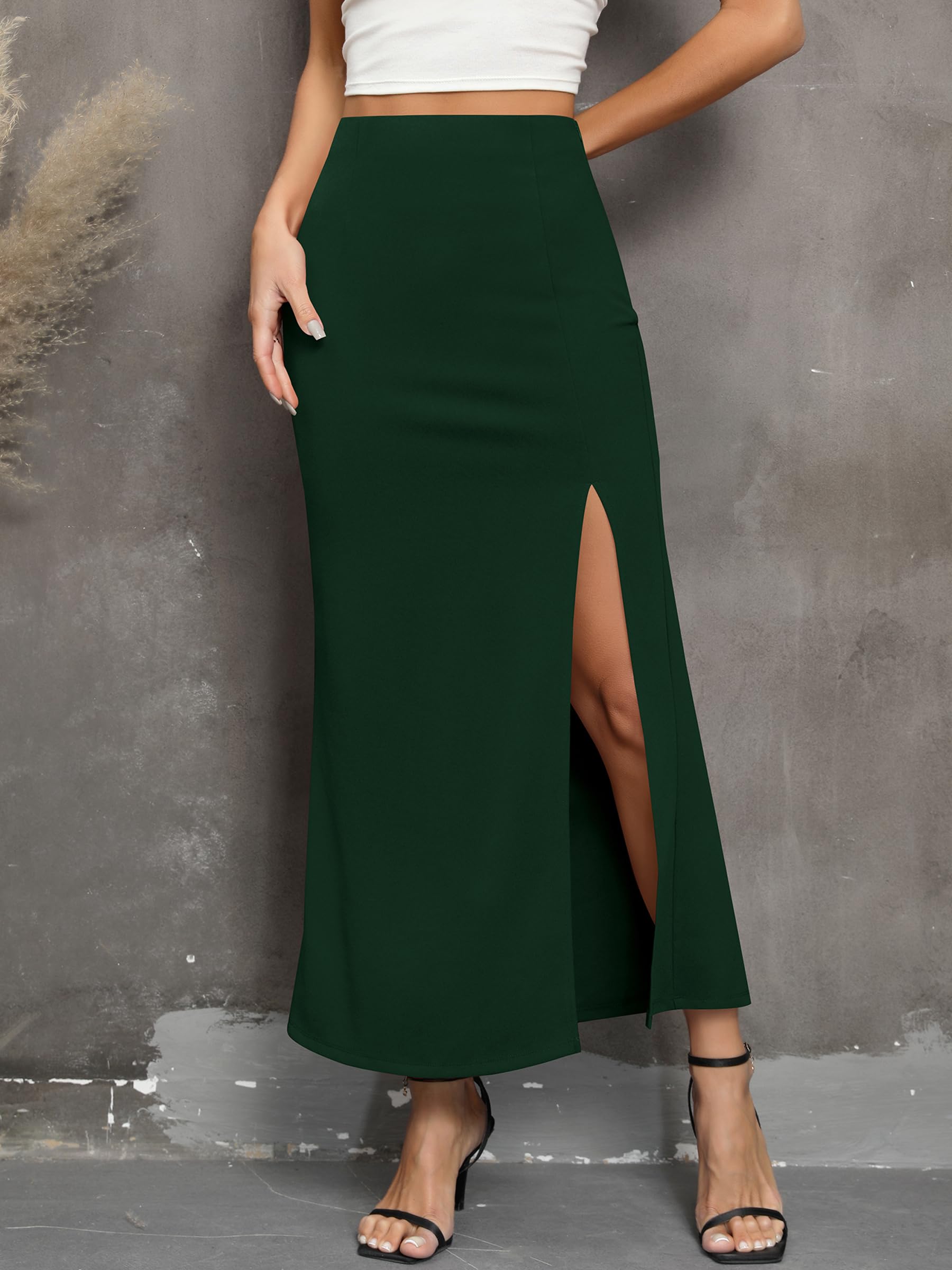 Missufe Gonna lunga ed elegante, a vita alta, a spacco