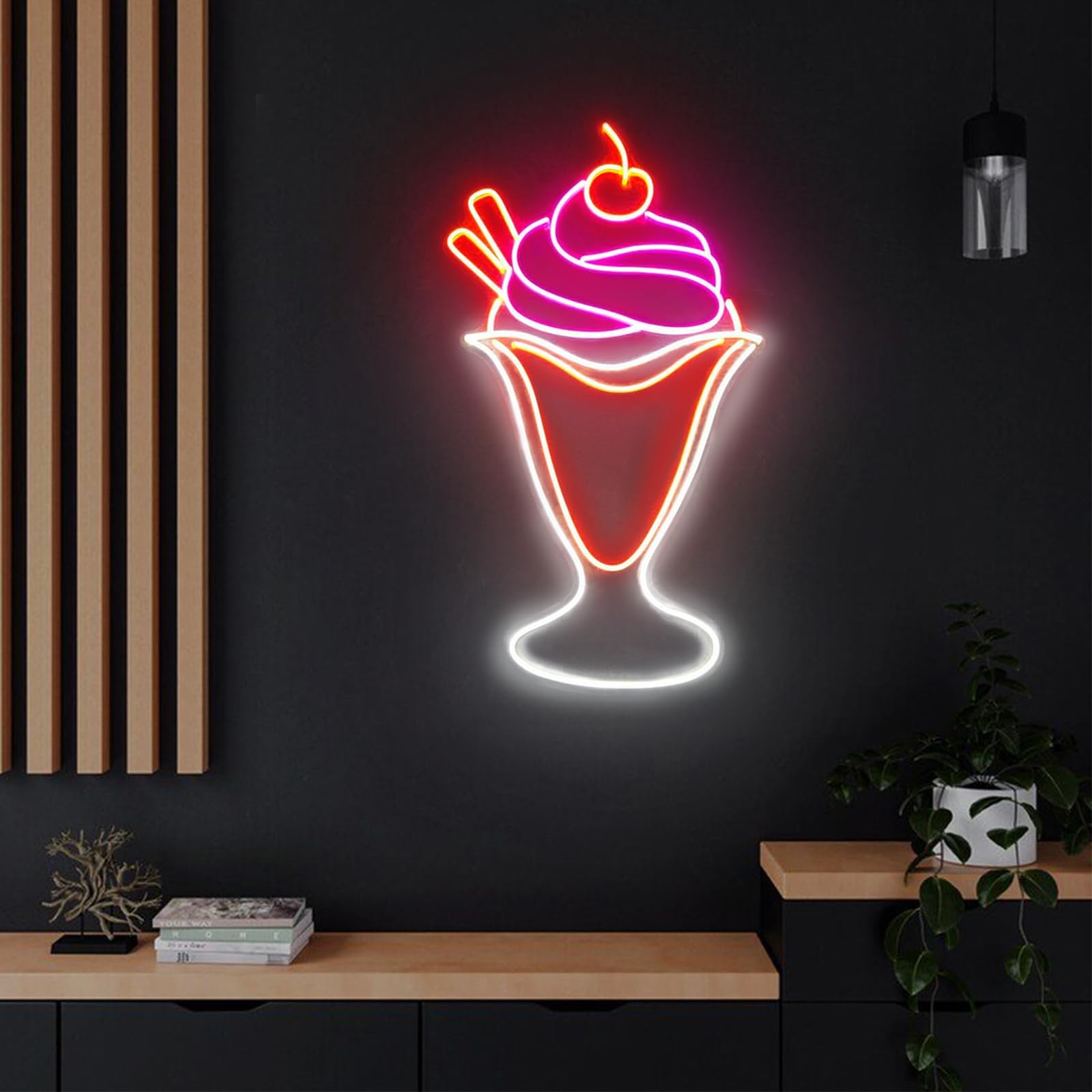 Ice Cream Neon Sign 18 inches Led Sundae Light Up Signs Wall Decor for Ice Cream Shop Coffee Shop Home Decorations