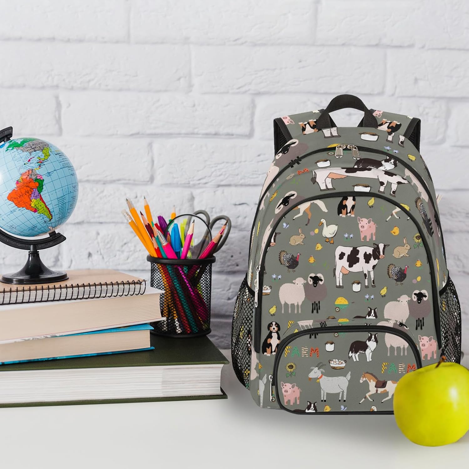 School Backpack for Girls Boys- Waterproof College School Bag Bookbag Daypack Travel Backpack for Woman Man,Cute Farm Animal