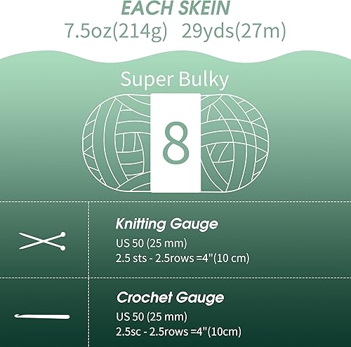Vista 88 de HOMBYS Paquete de 8 hilos gruesos surtidos para tejer a ganchillo, hilo súper voluminoso, grande, suave y esponjoso, hilo de felpilla grueso para 4