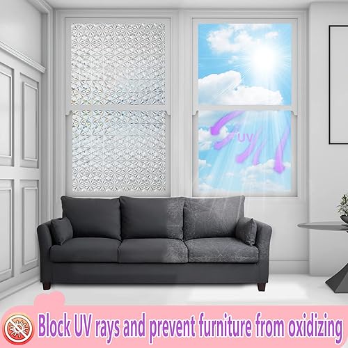 Miniatura 3 de Película 3D de diamante para ventana con herramienta de instalación, película de privacidad para ventana de vitral, película de privacidad de 17.7 x