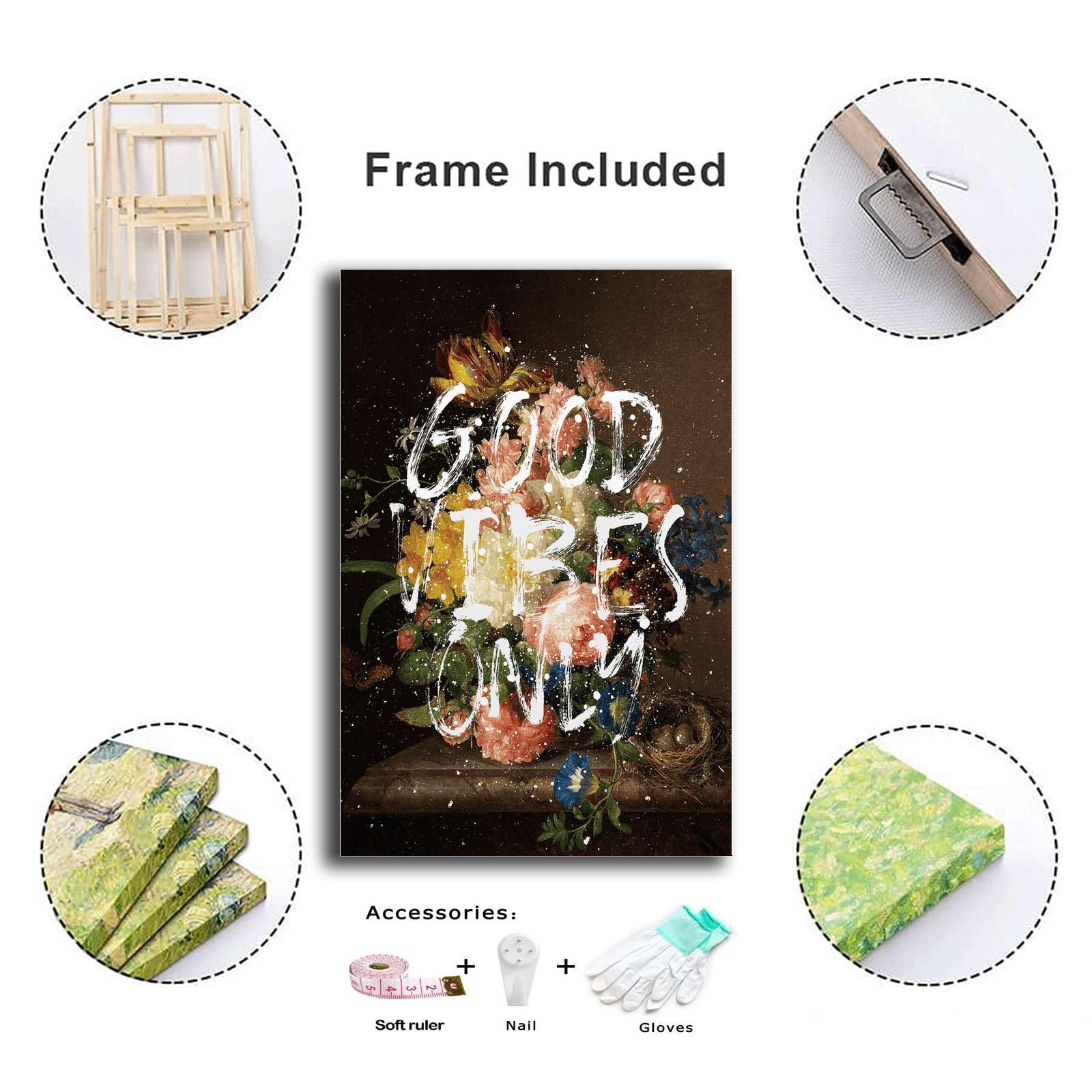Amazon.com: SFXLUCART Printed Canvas Painting Wall Art Good Vibes