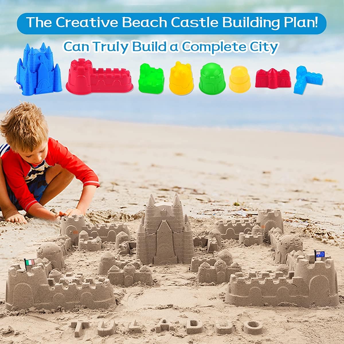 85pcs Beach Sand Toys for Kids 3-10 ,Kids Sand Toys for Toddlers, Sand Castle Kit Includes 8 Huge Sand Castle Toys, Large Beach Bags, Beach Bucket, Beach Shovel Tool Kit, Sand Sifter, 13 Animal Molds : Toys & Games