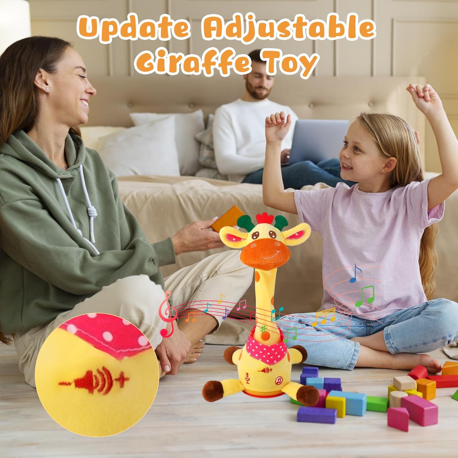 Dancing Talking Musical Giraffe Toy, Tummy Time Toy with Volume Adjustment, Singing Giraffe Stuffed Animal 10 Children's Songs Light Up Toys, Repeating What You Say, Baby Easter Basket Stuffers Gifts