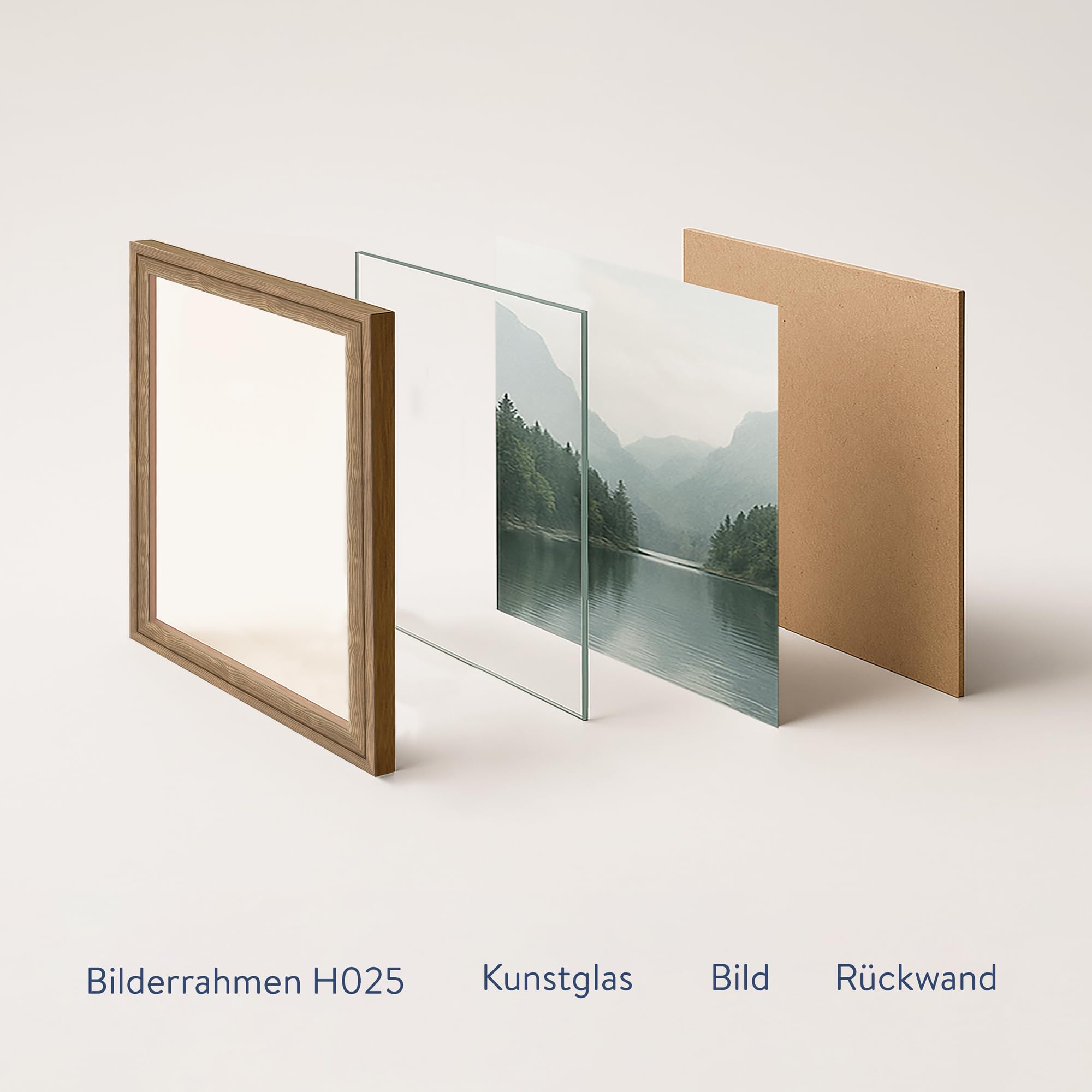 WANDStyle Bilderrahmen 50x50 Eiche, rustikaler Bilderrahmen Holz 50x50 cm | Hochwertiger Holzbilderrahmen, Posterrahmen zum Aufhängen, Rahmen 50x50 cm, Fotorahmen H025 - Made in Germany