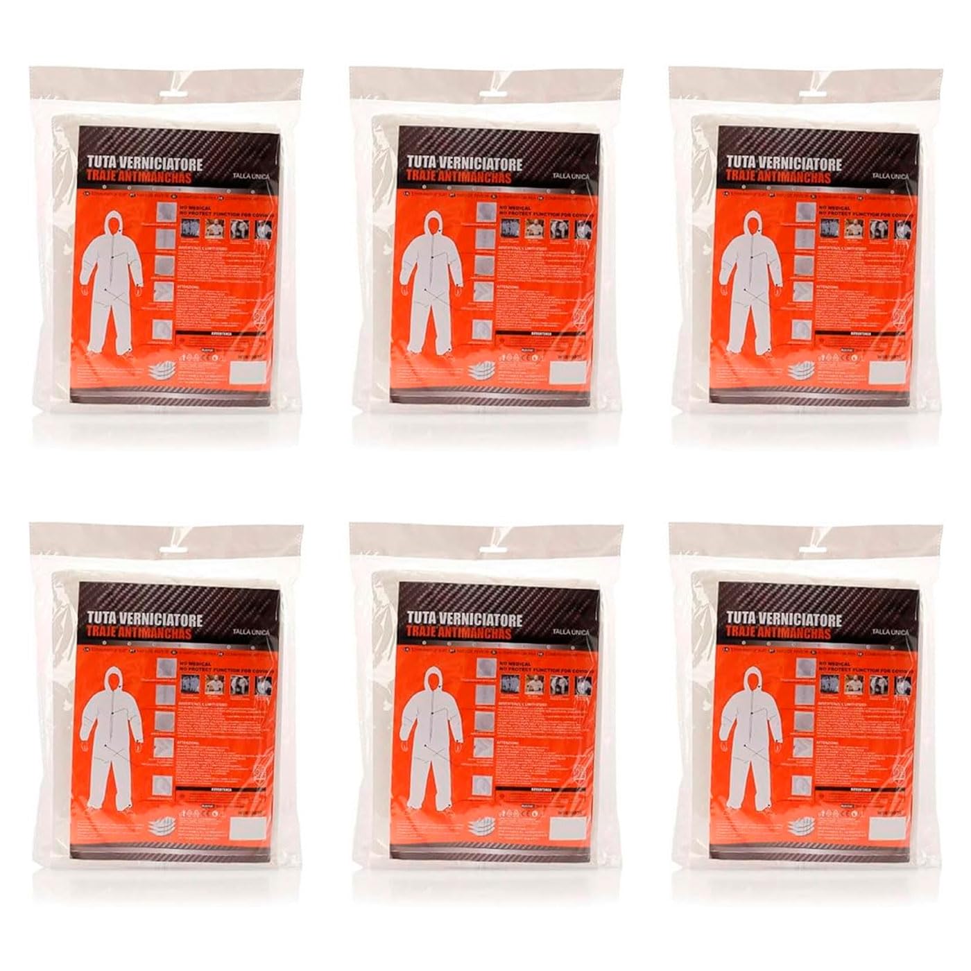 Tradineur - Traje Protector de Trabajo, Mono desechable, Integral, Multiusos, protección, Pintura, Bricolaje, mecánica (Blanco - Talla única - Unisex)