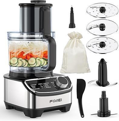 Food Processor - Food Processors Best Rated 2023, Versatile Blades for Slicing, Shredding, Chopping - Blender & Food Processor Combo, Large Caliber, 12-Cup 600W