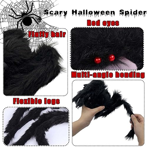 Miniatura 3 de Araña peluda gigante  7 unidades de decoración de Halloween para exteriores (no incluida telaraña)