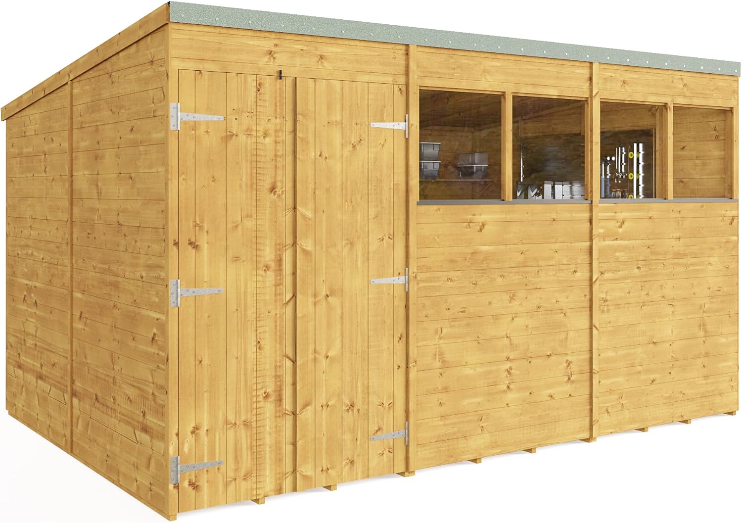 BillyOh 12 x 8 Wooden Garden Shed Pent Garden Storage with Floor, Roof