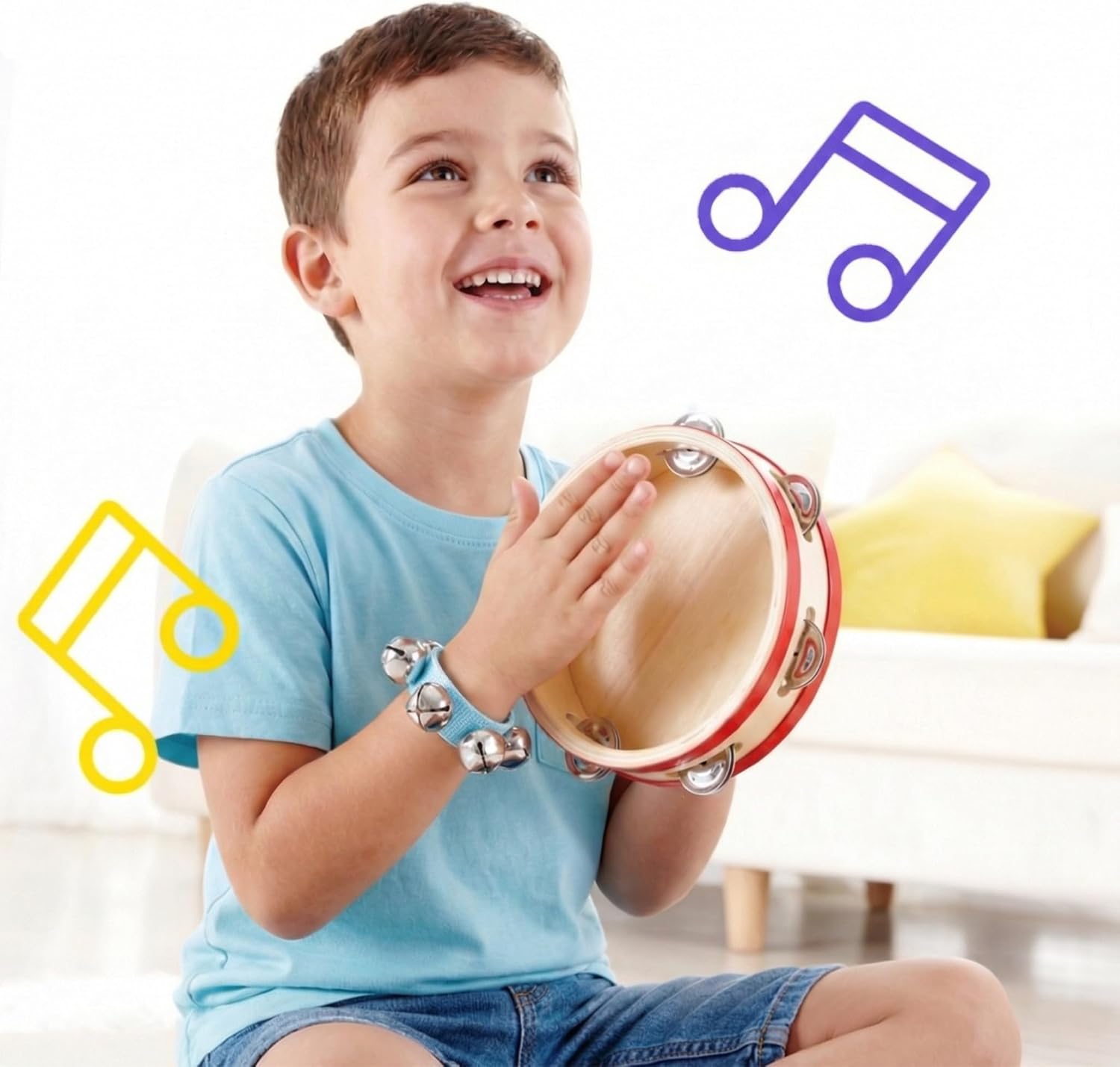 POPLAY 6 PCS Percussion Instruments, Wrist Bells Jingle Bells Musical Rhythm Toys