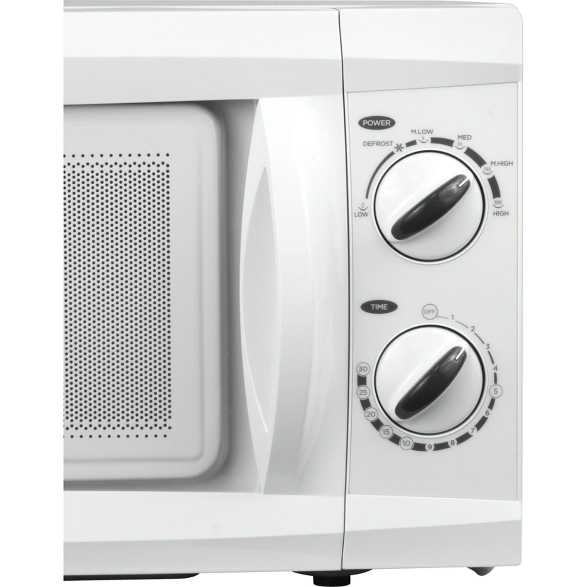 COMMERCIAL CHEF 0.6 Cubic Foot Microwave with 6 Power Levels, Small Microwave with Push Button Door, 700W Countertop with 30 Minute Timer and Mechanical Dial Controls, White