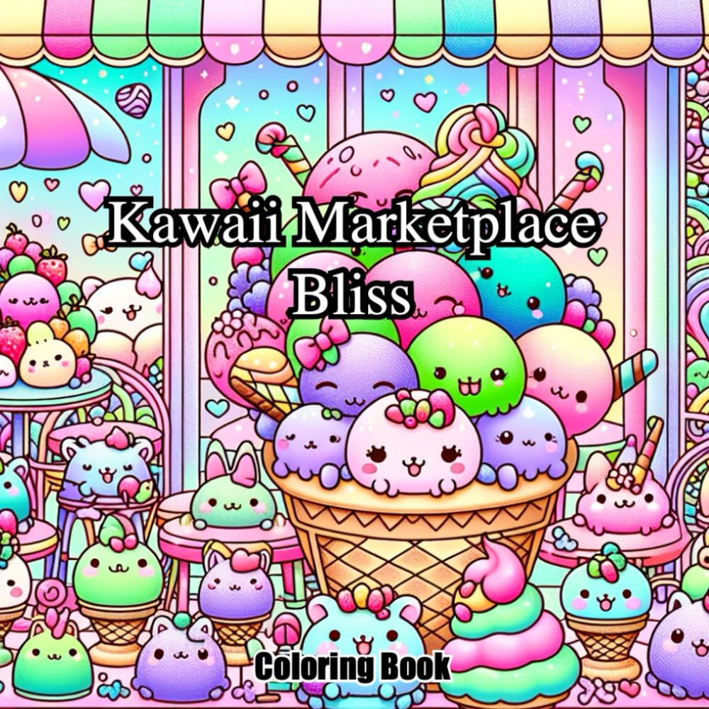 Kawaii Marketplace Bliss: Color Your Way Through Cute and Complex Scenes
